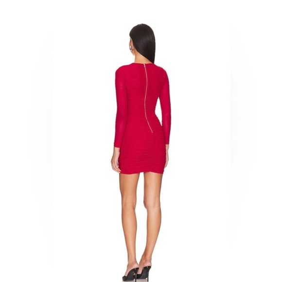 Bardot Vibrant Red Long Sleeve Dress - Picture 3 of 6